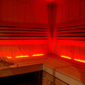 Image of empty infrared sauna. 